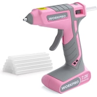 WORKPRO Pink Cordless Rechargeable Hot Melt Glue Gun with 20 Mini Glue Sticks