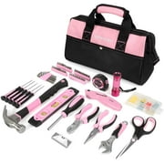 WORKPRO Pink Tool Kit, 106-Piece Lady's Home Repairing Tool Set with Wide Mouth Open Storage Bag - Pink Ribbon