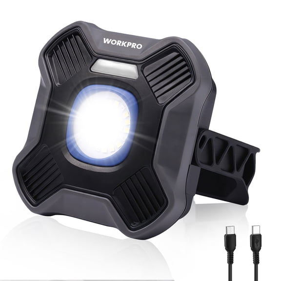 WORKPRO 2000LM Rechargeable Multi-function LED Work Light, 4000mAh Portable Light with 5 Modes, Magnetic Base, Hook and Tripod Mount, USB Rechargeable for Workshop, DIY and Emergency
