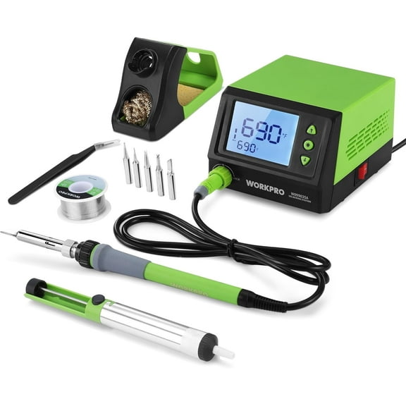 WORKPRO 60W Digital Soldering Station Kit with LED Display, 5 Extra Tips, Adjustable Temp Control Soldering Iron for Electronics, DIY, Jewelry