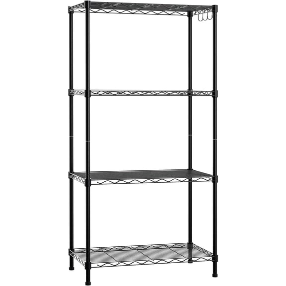 WORKPRO 660 lbs 4 Tier Metal Shelving Unit, 24" W x 14" D x 48" H, Adjustable Storage Wire Rack, Standing Adjustable Shelves with Hooks for Pantry Closet Kitchen Basement