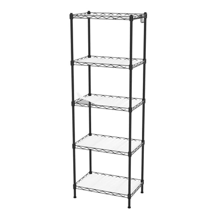 WORKPRO 550 lbs 5-Tier Metal Shelving Unit, 17"W x 11.5"D x 51.5"H, Adjustable Storage Wire Rack with Extra Hooks and Shelf Liner, Kitchen and Pantry