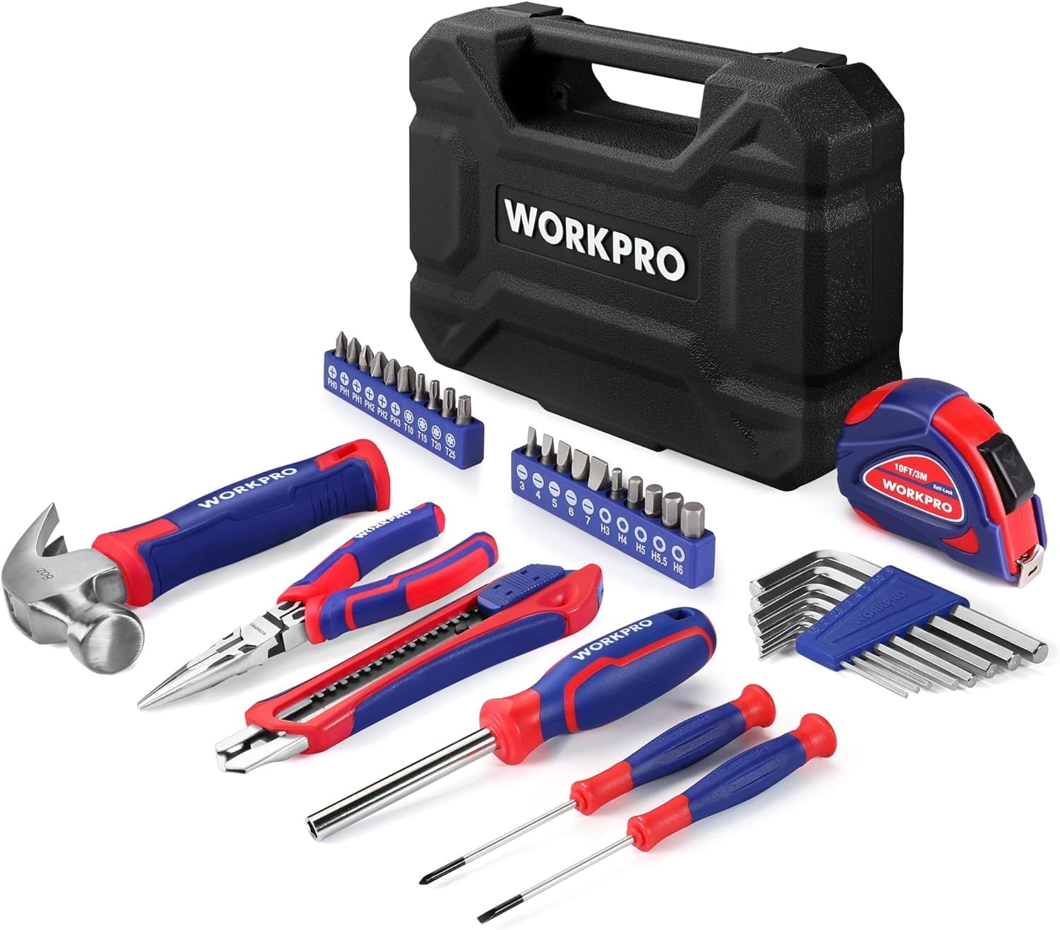 WORKPRO 35-Piece Home Tool Kit with Toolbox – Includes Pliers ...