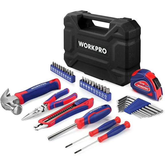 WORKPRO 35-Piece Home Tool Kit with Toolbox  Includes Pliers, Screwdrivers, Tape Measure & Allen Keys, Perfect Gift for DIY Starters