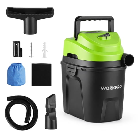 WORKPRO Wet Dry Vacuum 1.5 Gallon 2.5 Peak Horsepower 3-in-1 Portable Shop Vacuum Cleaner Black W125442AW