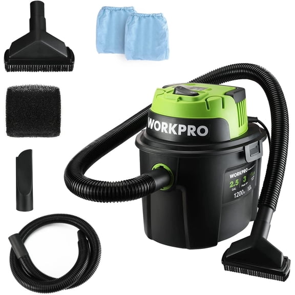WORKPRO Wet Dry Vacuum 2.5 Gallon 3 Peak Horsepower Portable Shop Vacuum Cleaner Black W125080A