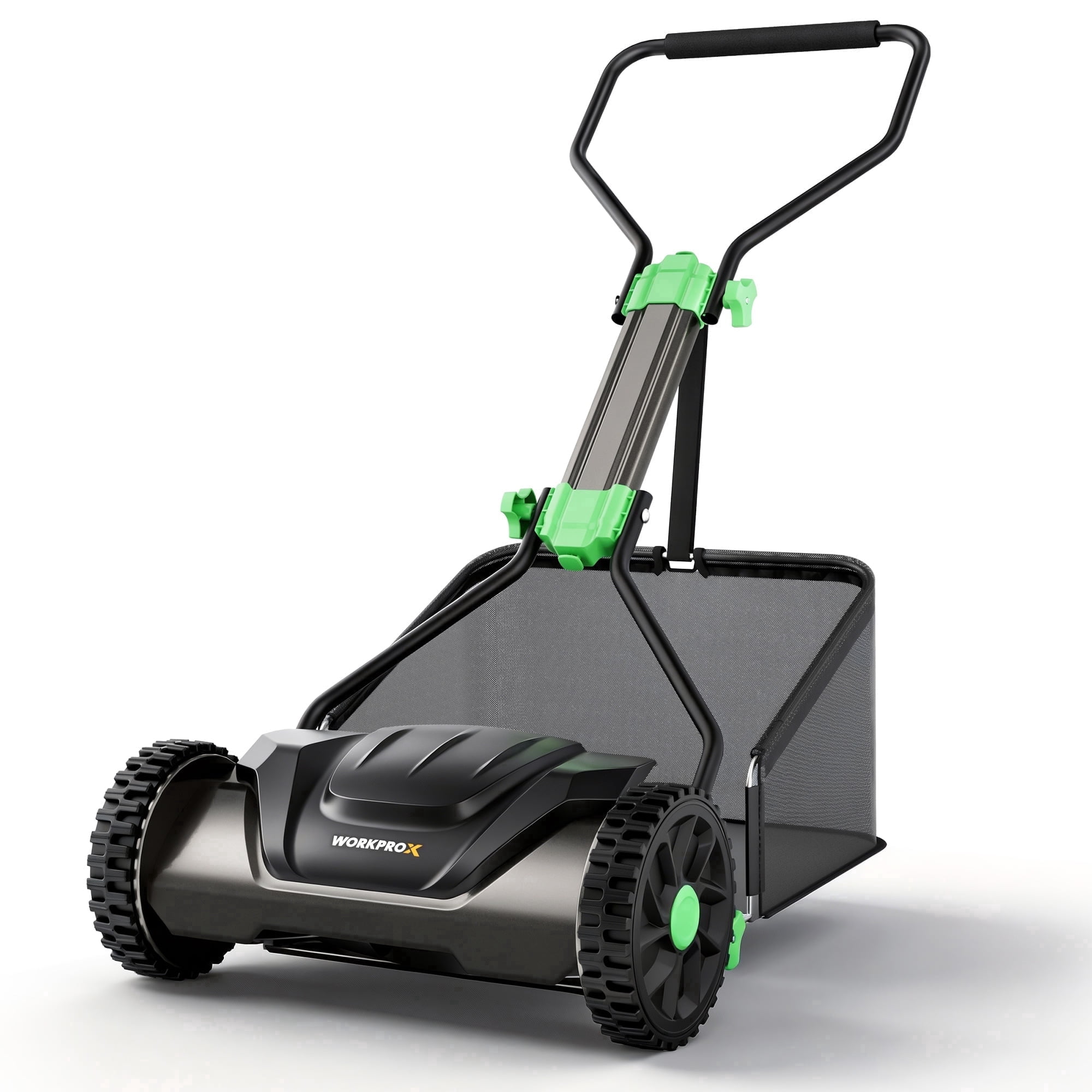 WORKPROX 16-inch Push Reel Lawn Mower, 5-Blade Manual Mower, Adjustable Height, 8-gallon Grass Catcher, for Lawn, Yard & Garden