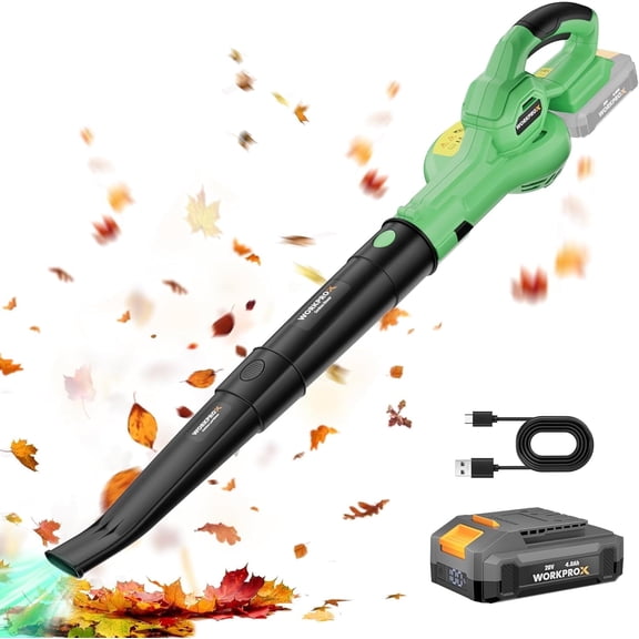 WORKPROX Leaf Blower Cordless, 20V Electric Blower with Type-C Charging, 4.0Ah Battery with LED Display, 138MPH 170CFM High Speed, Mini Leaf Blower for Lawn Care, Patio, Garden