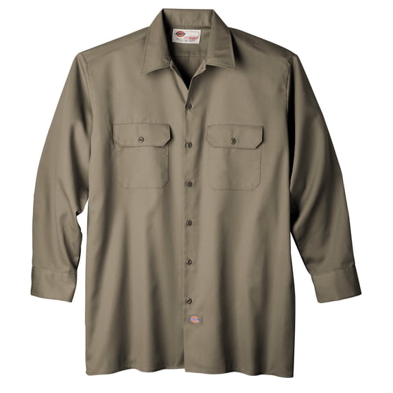 Dickies Wl574kh Lrg Large Khaki Men'S Long Sleeve Work Shirt