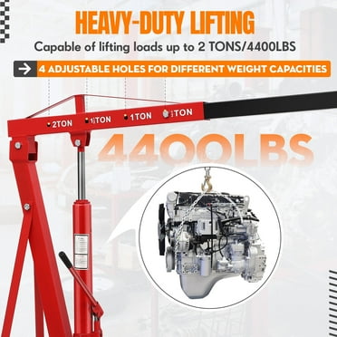 AOILE WORKSHOP CRANE – 4400LBS Engine Hoist, Folding Hydraulic Hoist Cherry Picker, Heavy Duty Engine Crane Lifter, New Product, Shipped in Two Separate Packages