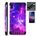 thumbnail image 1 of WORLD ACC Combat Guard Phone Case Compatible with TCL A2X + Screen Protector Brushed Metal Texture Hybrid Cover (Purple Universe), 1 of 1