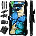 thumbnail image 1 of WORLD ACC LuxGuard Holster Case Compatible with LG K51 | LG Reflect Hybrid Phone Cover (Blue Butterflies), 1 of 1