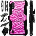 thumbnail image 1 of WORLD ACC LuxGuard Holster Case Compatible with Samsung Galaxy A01 Hybrid Phone Cover (Light Pink Zebra Skin), 1 of 2