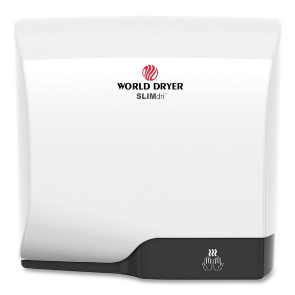 WORLD DRYER L-974A SLIMdri 110 - 240V 8.7 Amp Compact Corded Wall Mount Hand Dryer - Aluminum/White