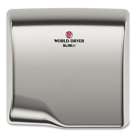 WORLD DRYER SLIMdri Hand Dryer, Brushed Stainless Steel -WRLL973A