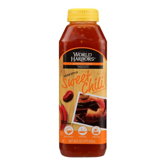 WORLD HARBORS - Sweet Chili Marinade and Sauce for Asian Cuisine - 16 Oz, Case of 6