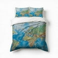 thumbnail image 1 of WORLD MAP Bedding Set 3 Pcs Soft Microfiber Quilt Cover For Bedroom Decor, Comforter Cover With 2 Pillowcase, 1 of 5