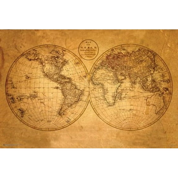 WORLD MAP Old Poster (24 x 36)