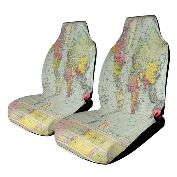 WORLD MAP Print Car Seat Covers Front Seats Universal Fit for Cars SUV Truck Auto Interior Accessories