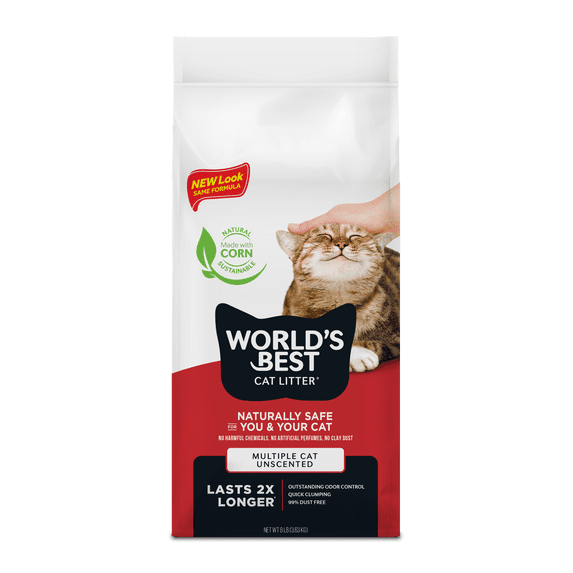 World's Best Cat Litter for Multiple Cats, Unscented, 8 lb - Smell Less ...