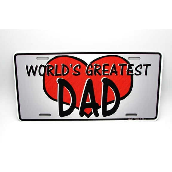 WORLD'S GREATEST DAD METAL CAR NOVELTY LICENSE PLATE AUTO TAG - Aluminum ( 12 inch x 6 inch )