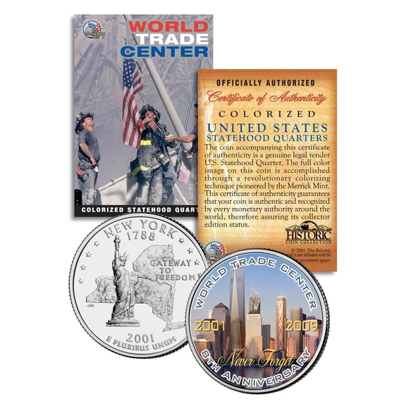 WORLD TRADE CENTER * 8th Anniversary * NEVER FORGET 9/11 NY Quarter US Coin WTC