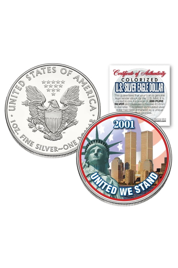 WORLD TRADE CENTER 9/11 American Silver Eagle Dollar 1 OZ Colorized Coin