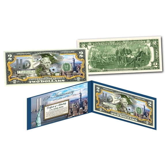 WORLD TRADE CENTER 9/11 WTC 15th Anniversary Colorized US $2 Bill FREEDOM TOWER