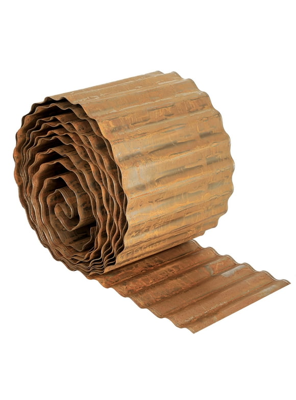 WORTH 20 Feet Pre-Rusted Corrugated Edging 6" H. Sturdy Steel Landscape Lawn Edging, Bendable Metal Long Strips of Garden Border for Raised Flower Bed Tree Surrounds