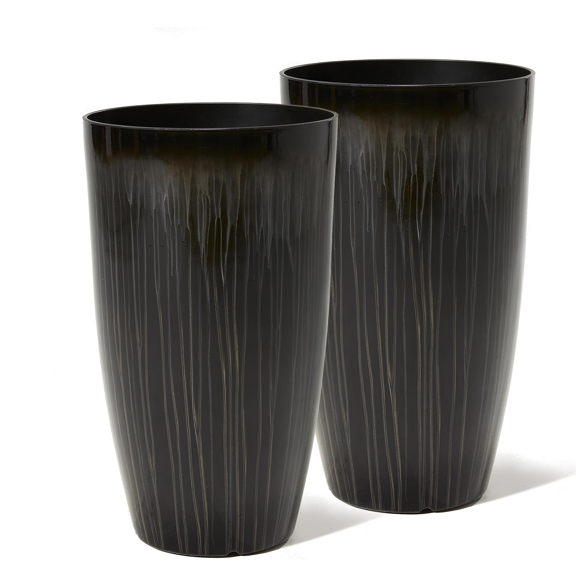 Worth 23.5" Black Gradient Plastic Planters - Set of 2