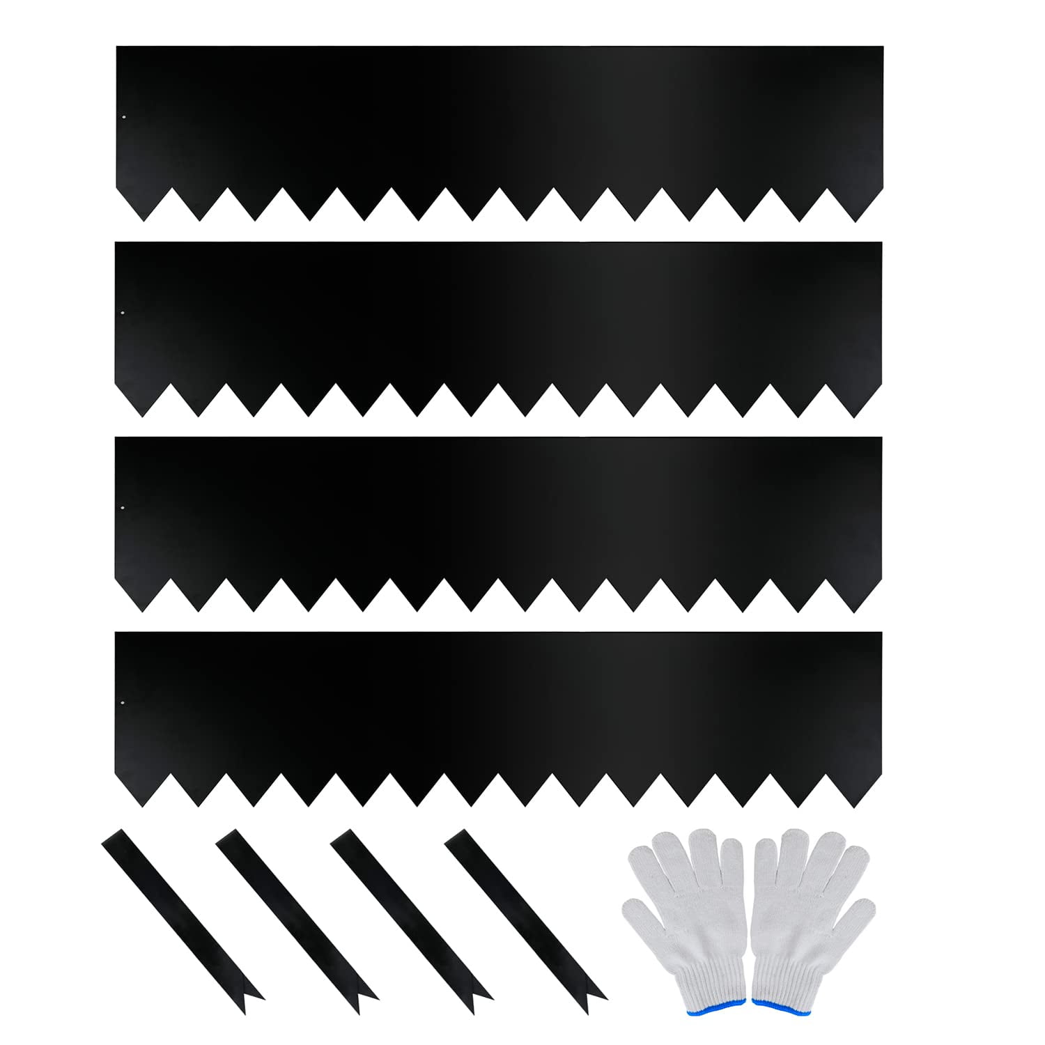 "WORTH 4 pcs 40"" Galvanized Metal Lawn Edging, Flexible Garden Border