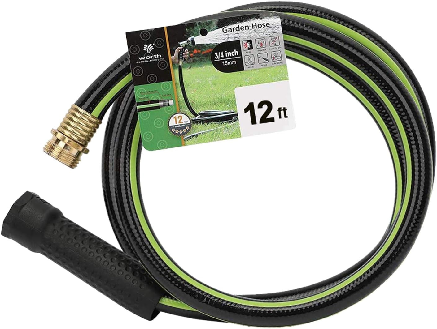 WORTH 5/8 in. X 12ft Expandable Garden Hose,No Kink Heavy Duty Flexible