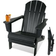thumbnail image 1 of WORTH Folding Adirondack Chair Plastic Outdoor Patio Chairs, Weather Resistant Outdoor Patio Furniture Fire Pit Chair for Garden or Beach, Black, 1 of 7
