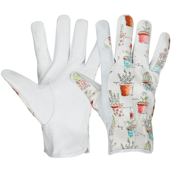 WORTH Leather Canvas Garden Gloves for Women, Work Gloves Gardening Gloves, Thorn Proof No Stab for Digging, Planting, Pruning