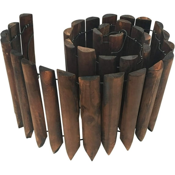 WORTH Wooden Short Fence Outdoor Landscape Edging with Burnt Wood Finish for Greenhouse, Garden or Indoor House, 7.9'' H x 42'' L