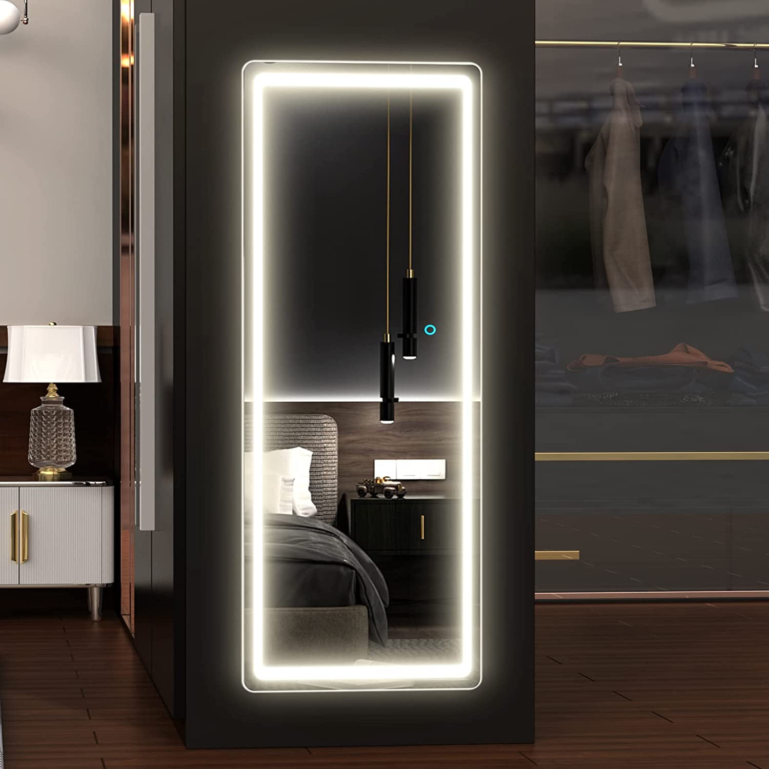 WORTON 40x16 Inch Wall Mounted LED Lighted Vanity Mirror, Bedroom and ...
