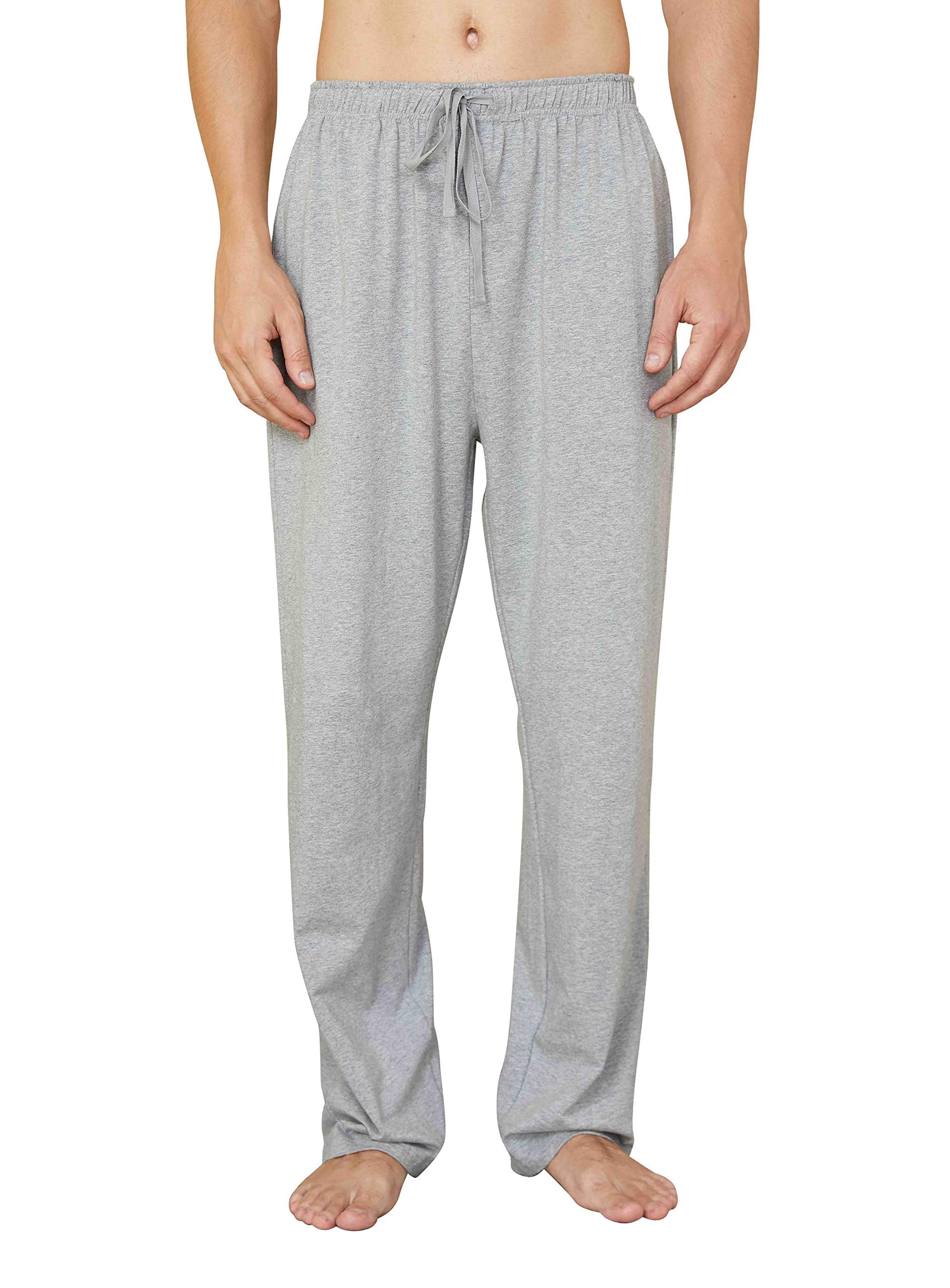 WORW Mens Pajama Pants, Soft Cotton Sleep Lounge Pants - Grey, Medium