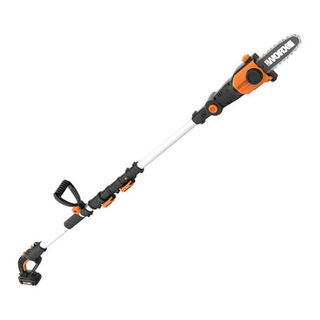 WORX - 20V 8" Cordless Pole Chainsaw with Auto Tension (1 x 2.0 Ah Battery and 1 x Charger) - Black