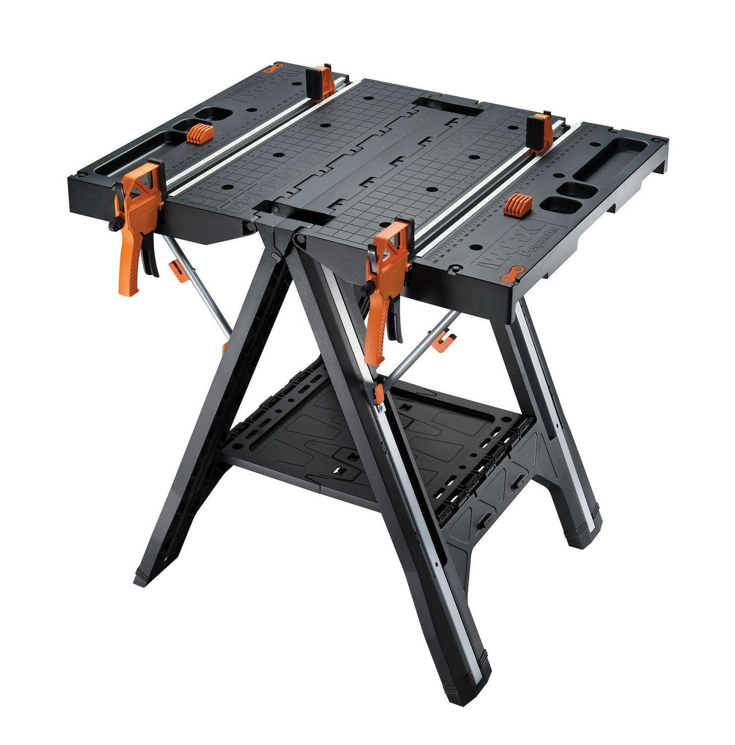 New! WORX Pegasus Folding Work Table and Sawhorse with 2 Quick Clamps and 4 Clamp Dogs