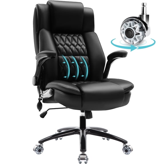 WOSDOM Ergonomic Executive office Chair Adjustable Lumbar Support Black Bonded Leather Back Style
