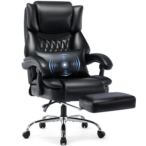 WOSDOM Gaming Chair with Massage Lumbar Support, Reclining Office Desk Chair, Comfortable Tall Computer Chair, Black, 300lbs