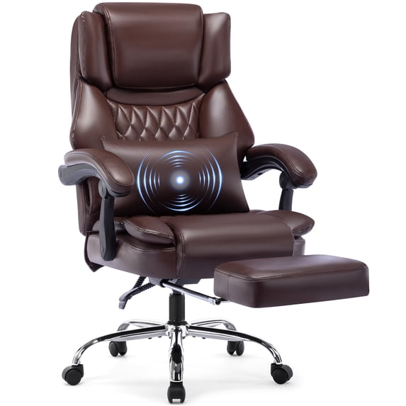 WOSDOM Gaming Chair with Massage Lumbar Support, Reclining Office Desk Chair, Comfortable Tall Computer Chair, Brown, 300lbs