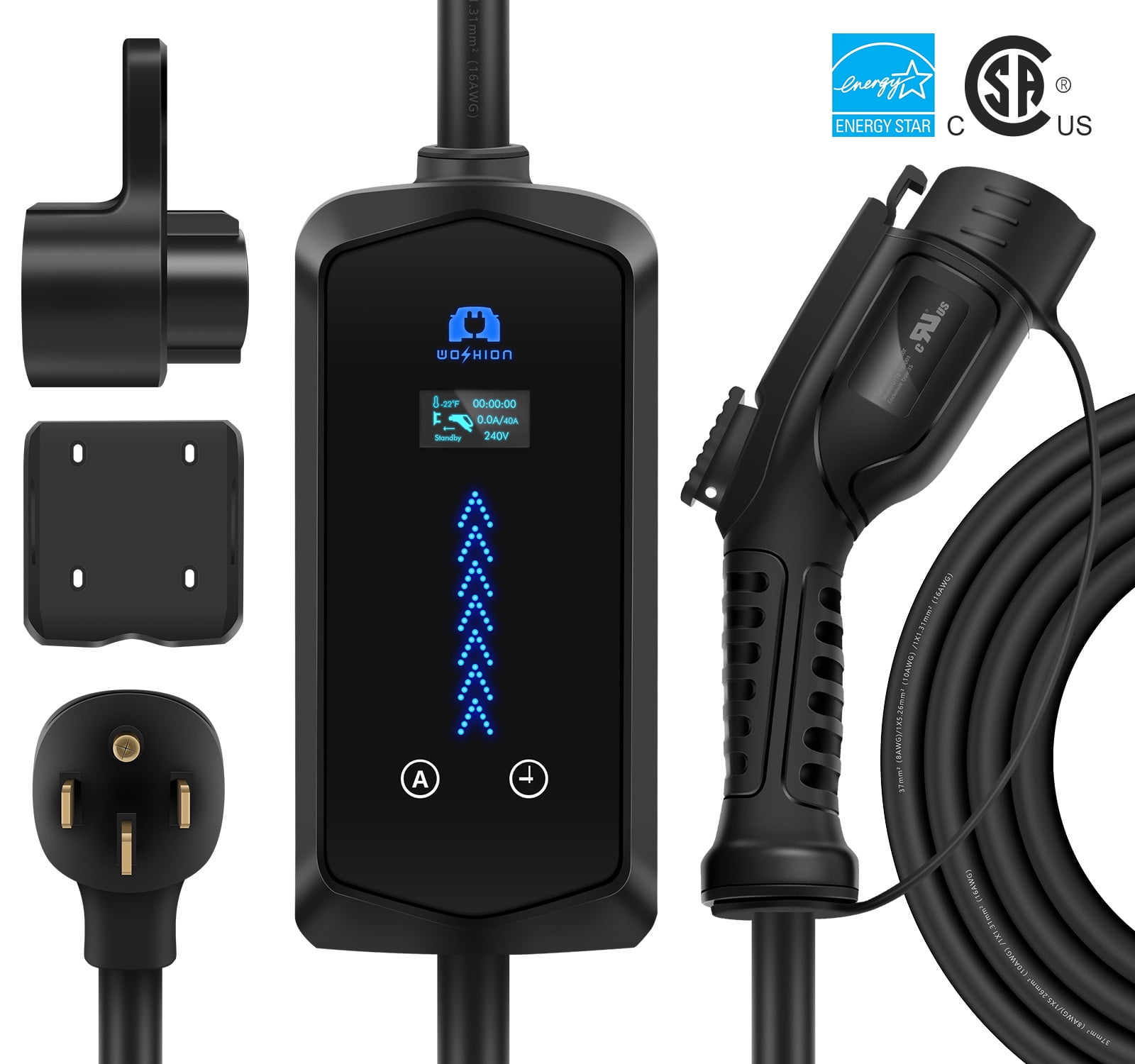 WOSHION EV Charger Level 2 Electric Car Charger, 40 Amp 25 Foot for
