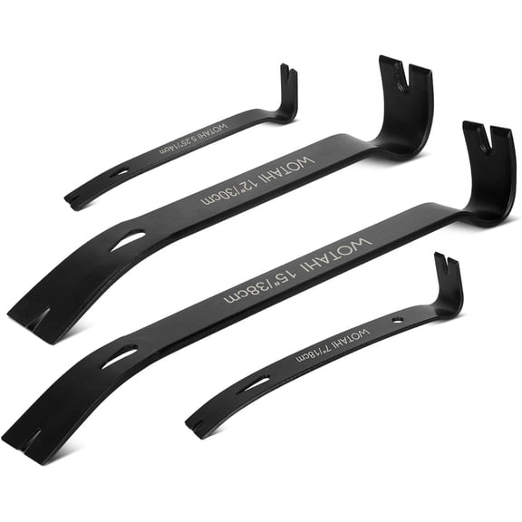 WOTAHI 4-Piece Flat Pry Bar Set - 15",12",7",5.25" Heavy Duty Nail Puller, Utility Claw Bar, Wonder Bar, Crowbar, Mini Pry Bar, High Carbon Steel Forged Nail,baseboard and trim removal tool kit