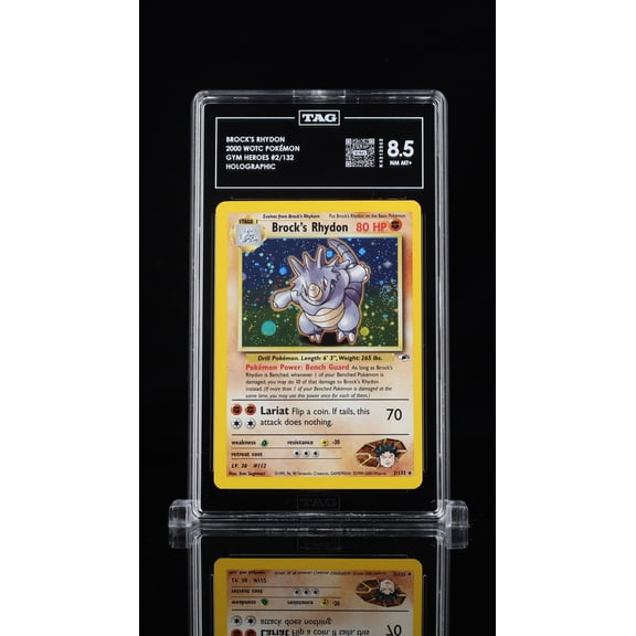 Graded 2000 WOTC Pokmon Brock's Rhydon TAG 8.5 #2/132 Trading Card