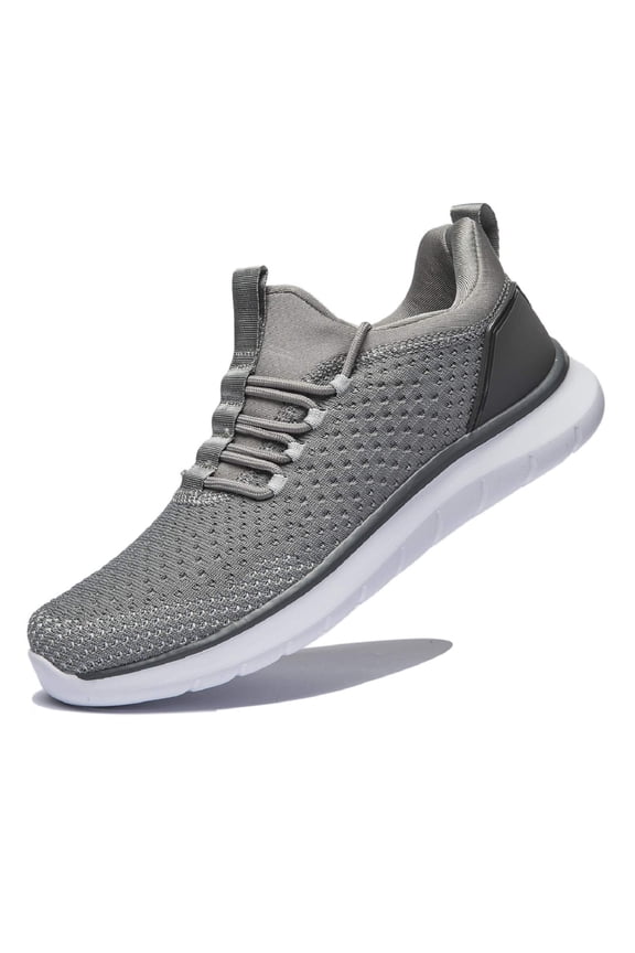 Men's Athletic Walking Running Shoes Slip-on Casual Mesh Sneakers Comfort Fashion, Grey Size 11