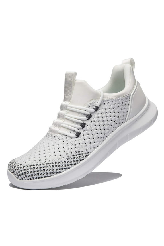 Men's Athletic Walking Running Shoes Slip-on Casual Mesh Sneakers Comfort Fashion, White Size 9