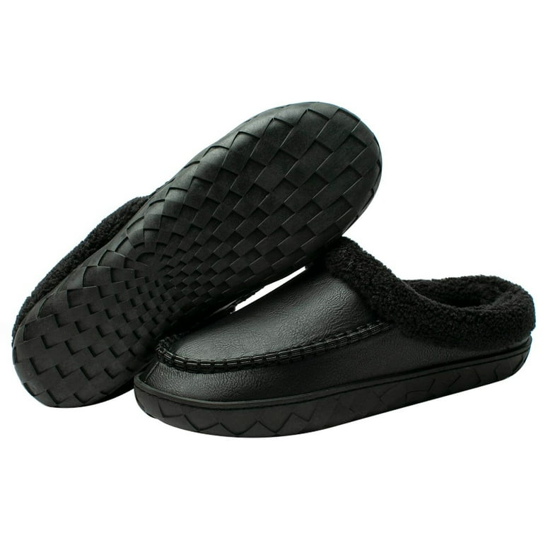 WOTTE Men's Slippers Fleece Fuzzy Lined Memory Foam Moccasin House