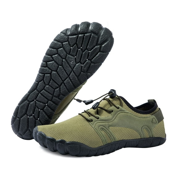WOTTE Men's Water Shoes Quick-Dry Aqua Sock Barefoot Wide Toe Sports Outfoor Shoes for Beach Swim River Pool Lake Hiking Kayaking Surfing, Army Green Size 13