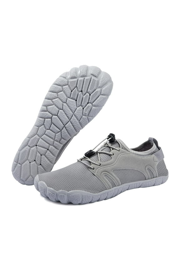 Men's Water Shoes Quick-Dry Aqua Sock Barefoot Wide Toe Sports Outfoor Shoes for Beach Swim River Pool Lake Hiking Kayaking Surfing, Grey Size 7.5